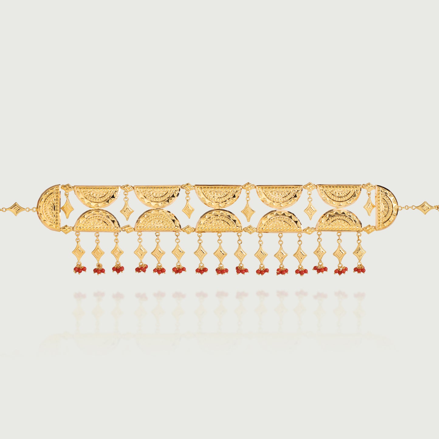 Ghasaq Double Coral Choker